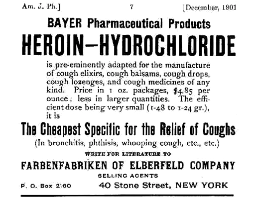 Heroin Bayer hydrochloride (hacia 1900)