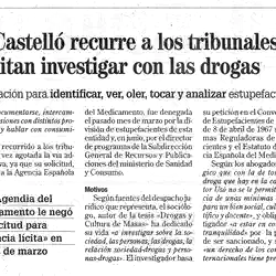 Un sociólogo de Castellón recurre a los tribunales para que le permitan investigar con las drogas